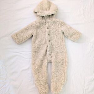 Riley & Cru Ivory Bear Suit 6-12 Months Sherpa Outerwear One Piece Coveralls